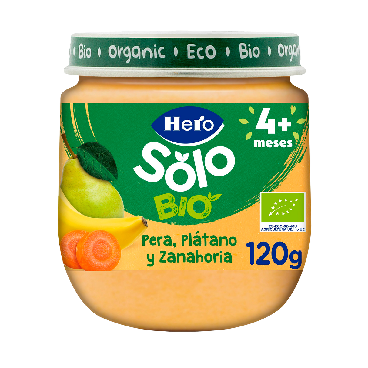 Boião Hero Solo Bio pera banana e cenoura