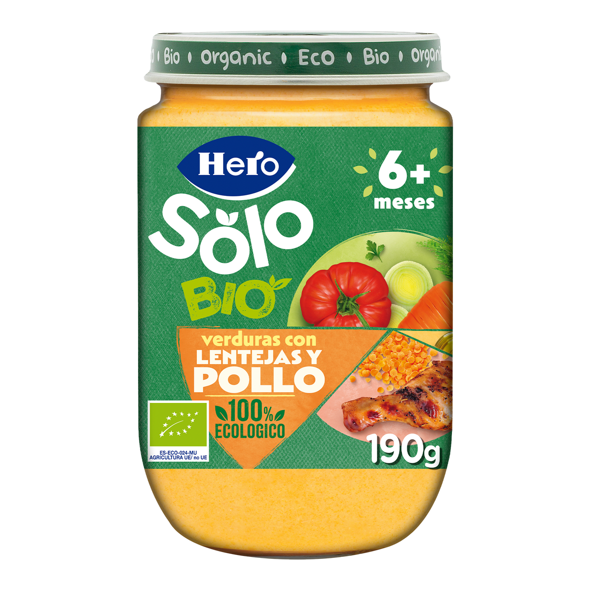 Tarrito Hero Solo Bio verduras con lentejas y pollo
