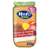 Pote de ensopado de legumes Hero Baby com carne e presunto