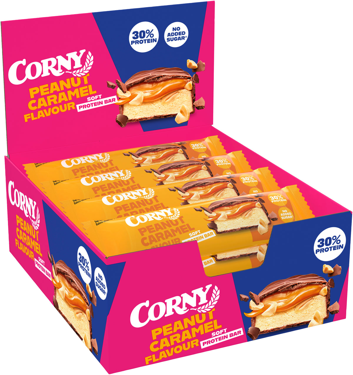 Barrita Corny Protein soft cacahuetes y caramelo Pack 12 unidades