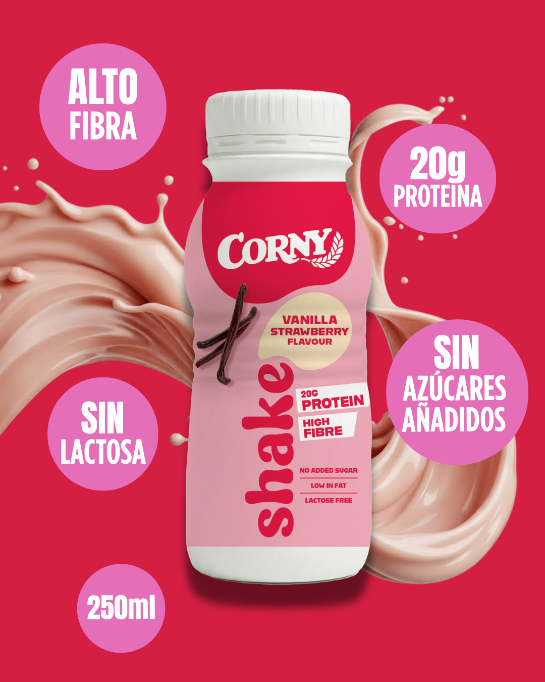 Batido de proteínas Corny fresa y vainilla