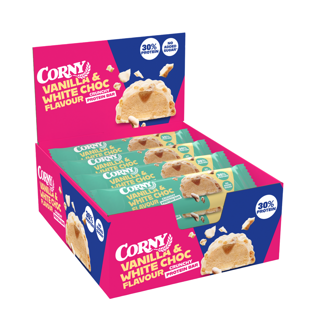 Barrita Corny Protein crunchy chocolate blanco y vainilla Pack 12 unidades