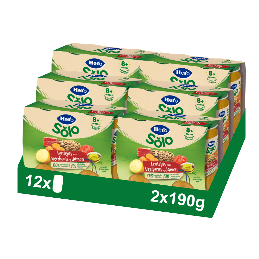 Tarrito Hero Solo lentejas con verduras y jamón