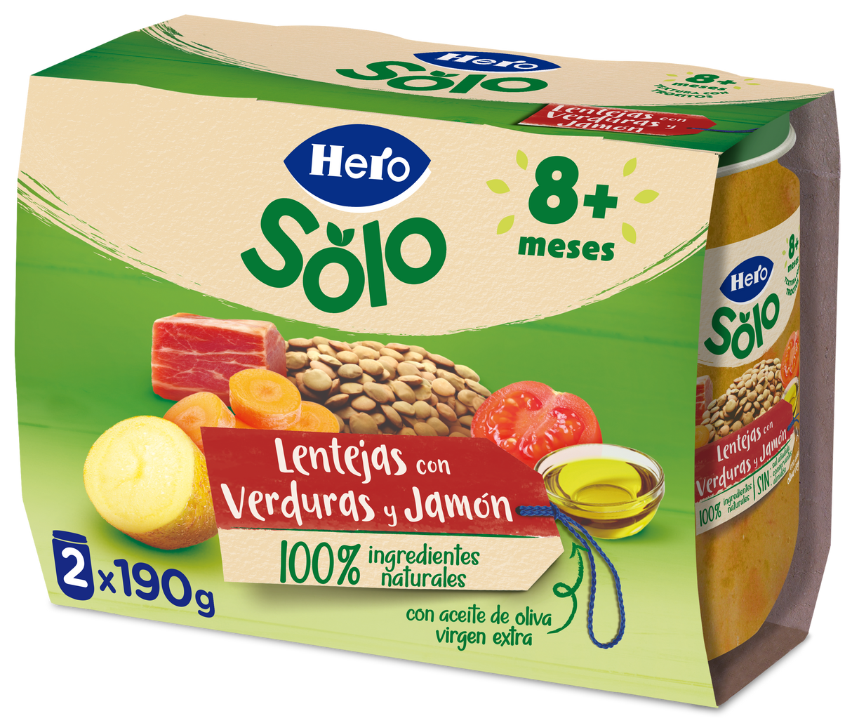 Tarrito Hero Solo lentejas con verduras y jamón