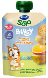 Bolsita Hero Solo naranja plátano pera y galleta Bluey