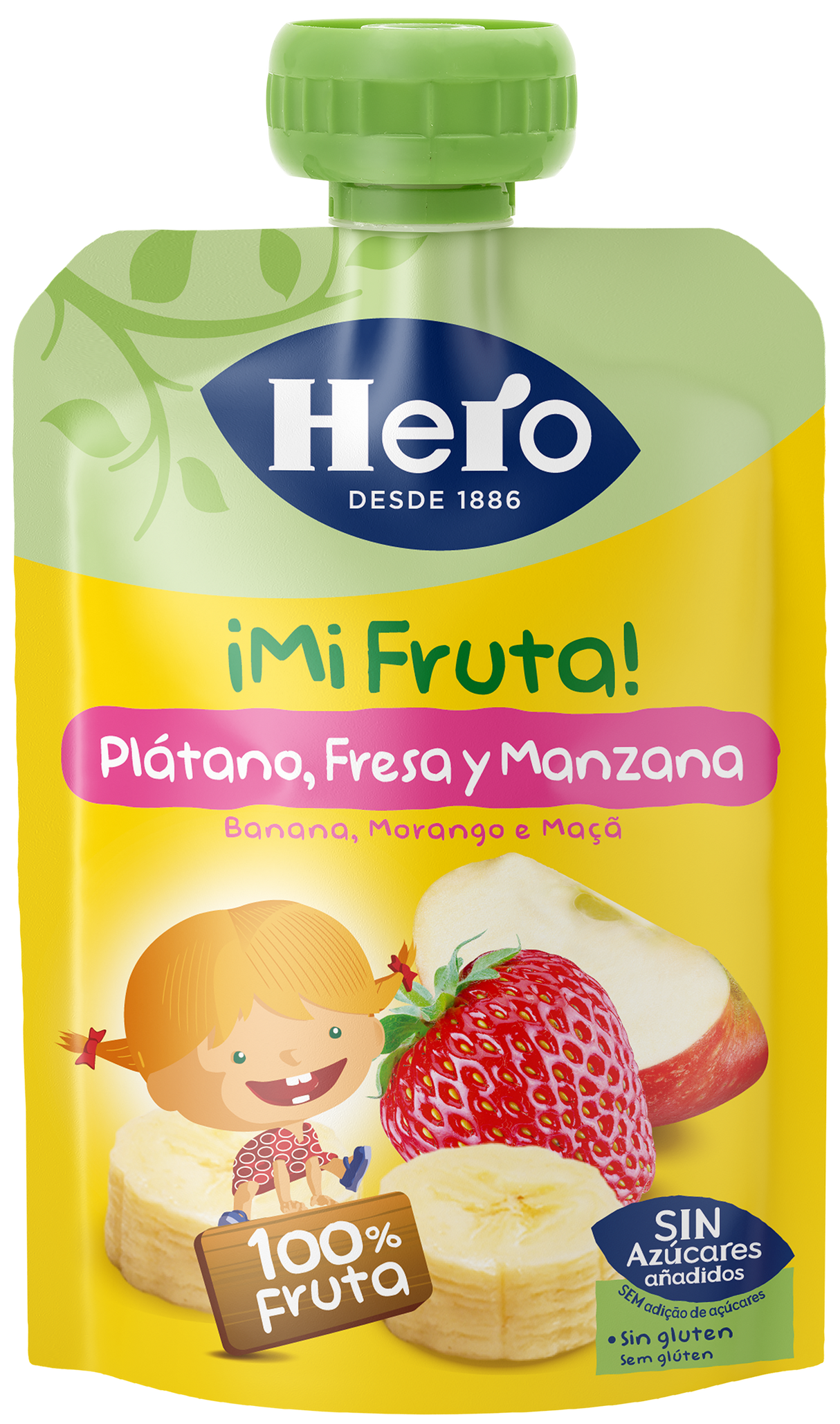 Saqueta de fruta Hero banana morango e maçã