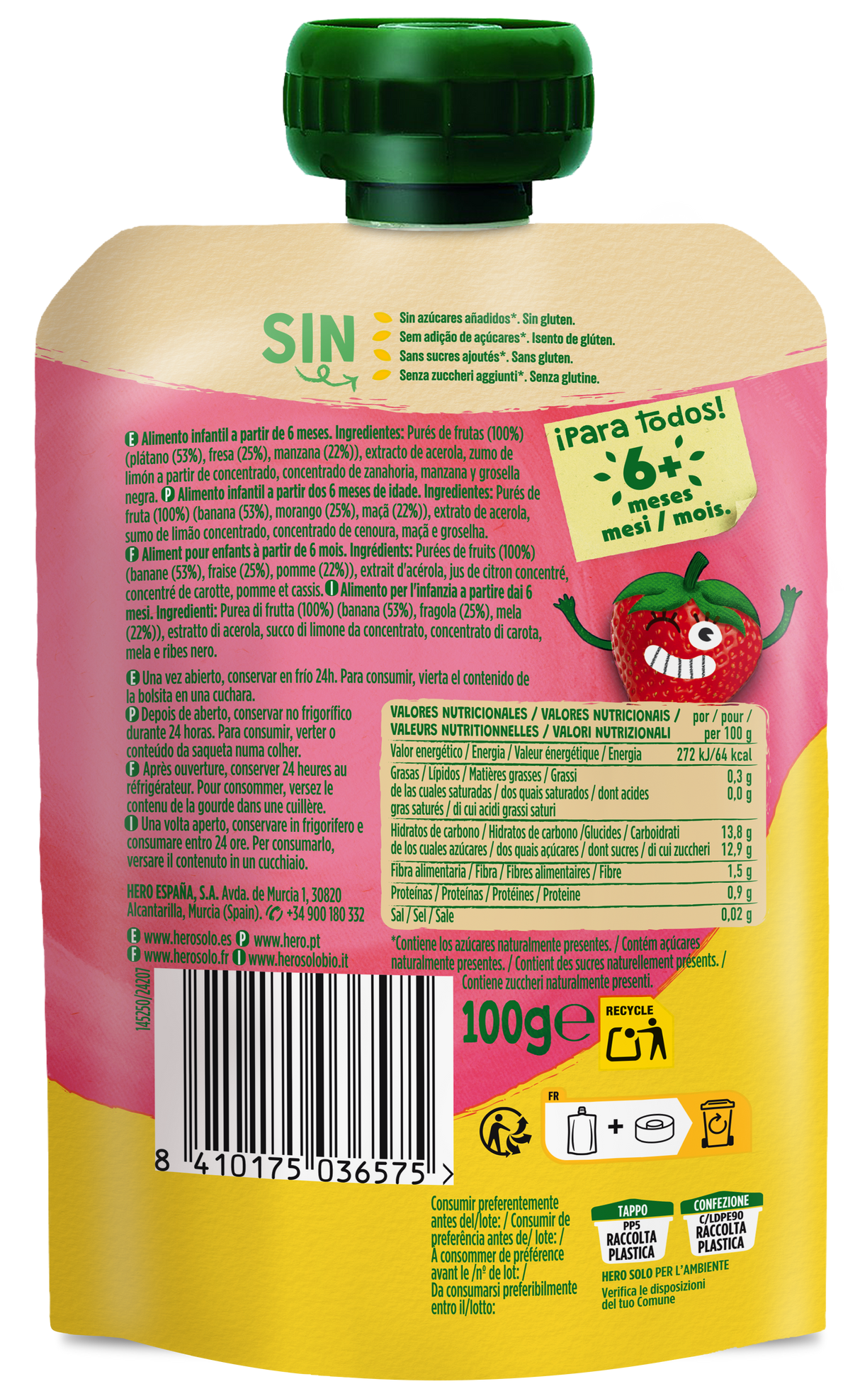 Bolsita Hero Solo plátano fresa y manzana