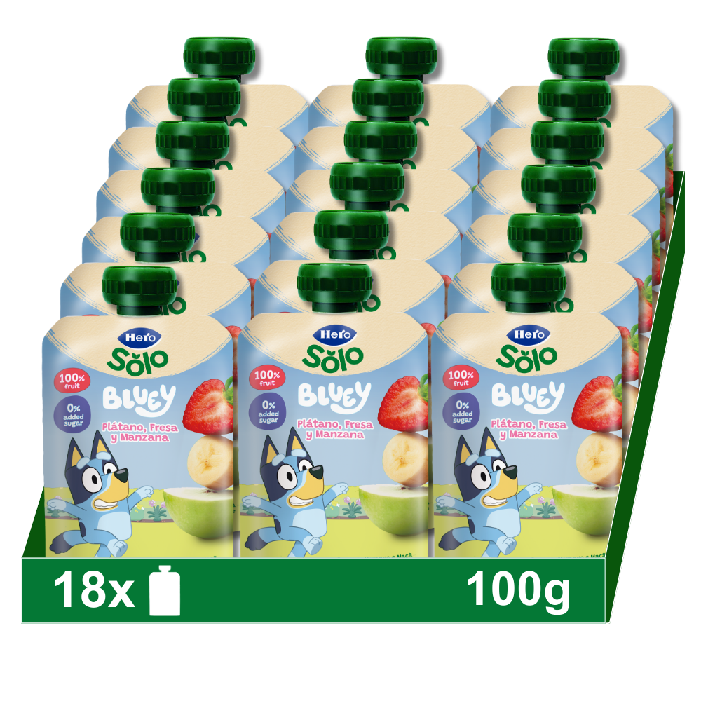 Bolsita Hero Solo plátano fresa y manzana Bluey