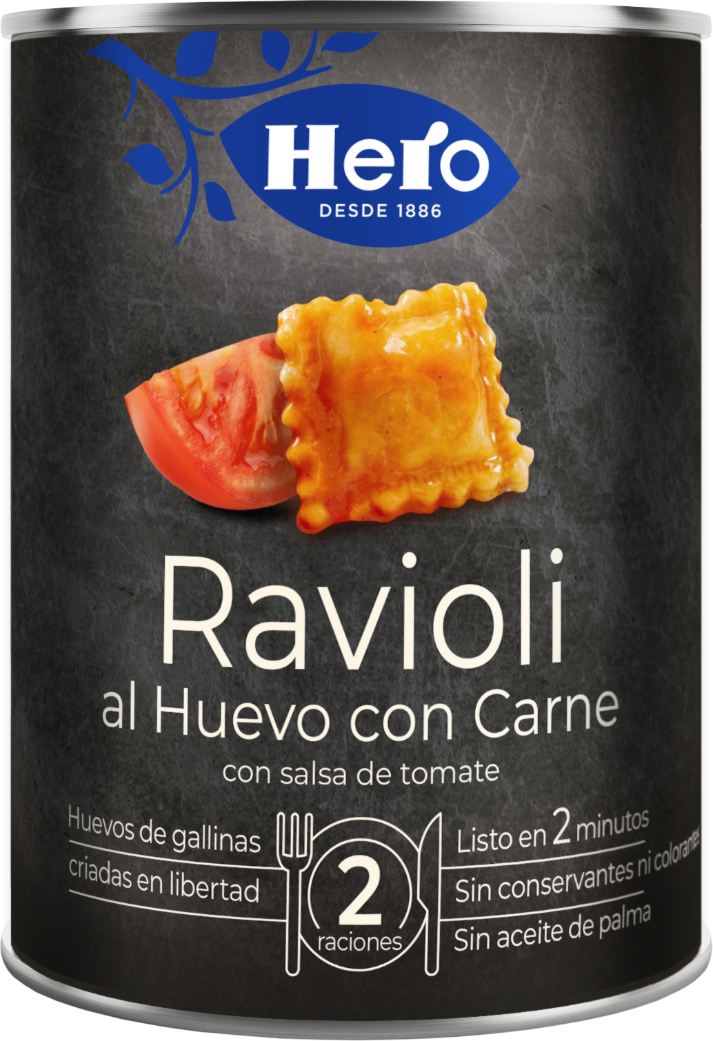 Ravioli al huevo con carne Hero