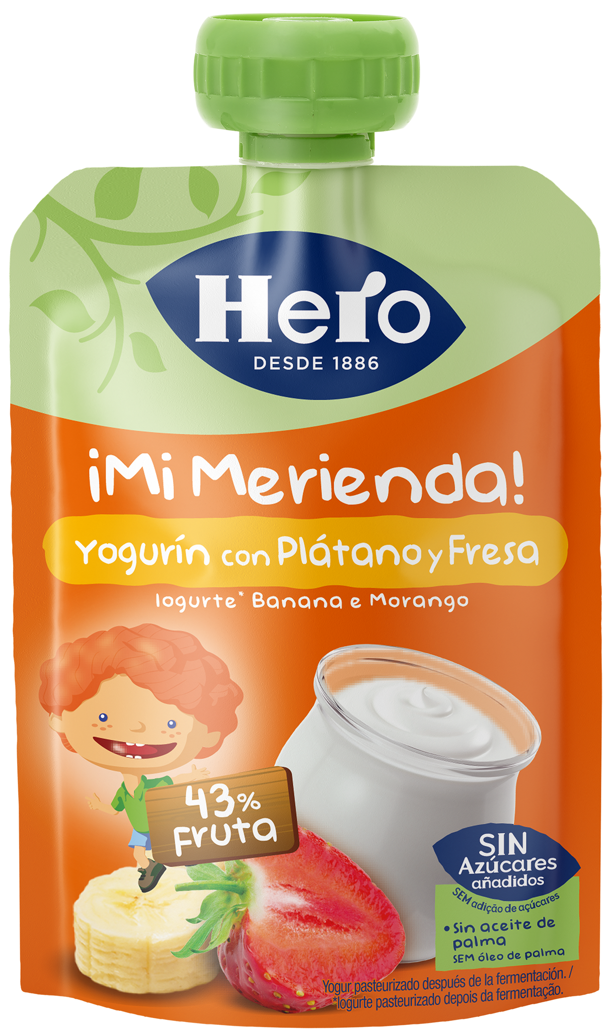 Bolsita Hero yogurín con plátano y fresa