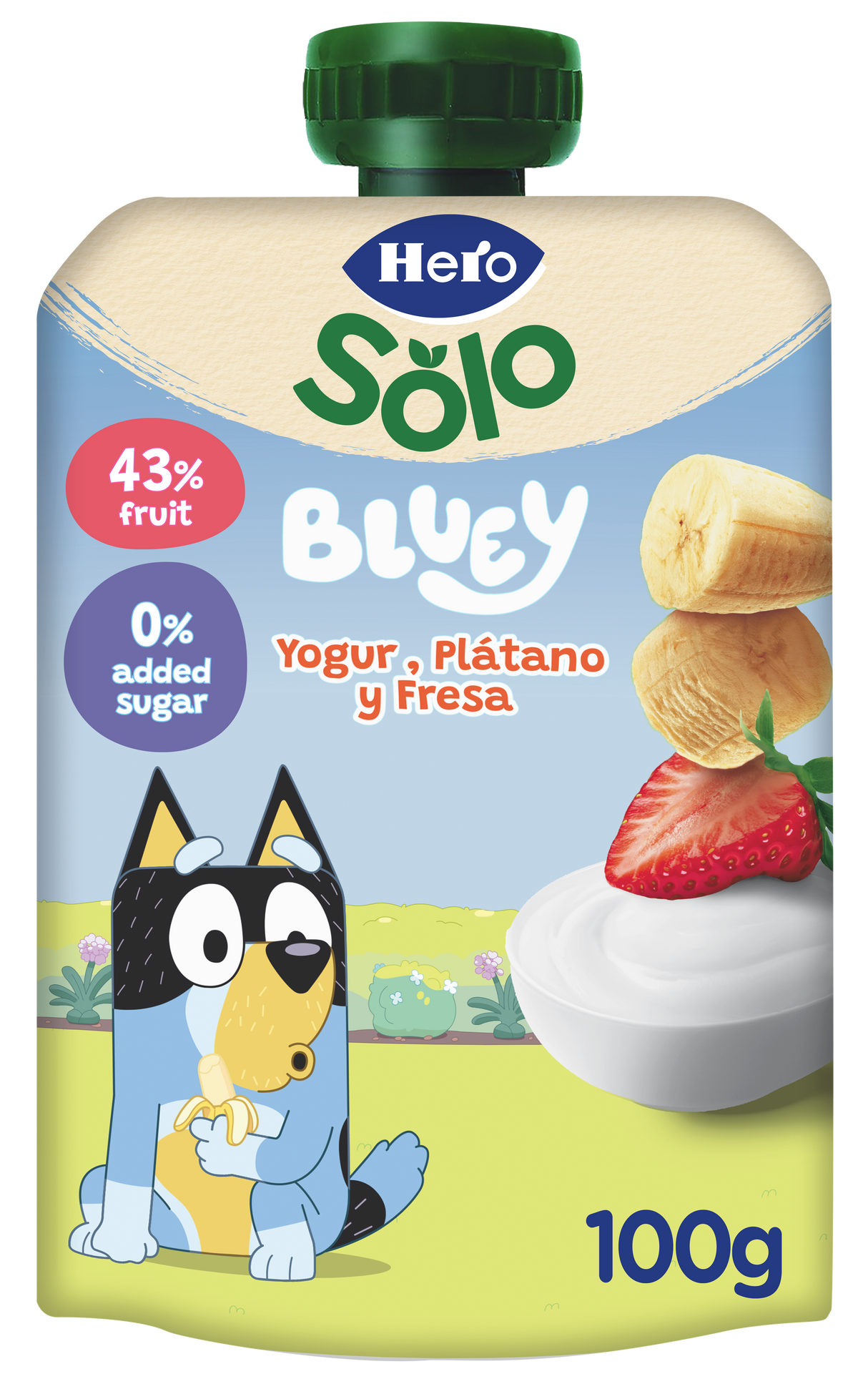 Bolsita Hero Solo yogur plátano y fresa Bluey Pack 18 unidades