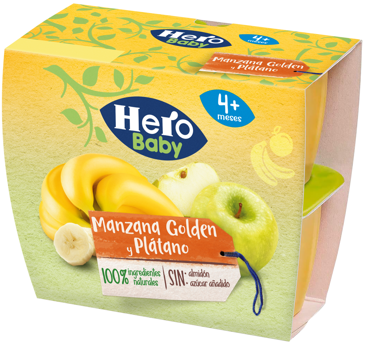 Tarrina Hero Baby manzana golden y plátano