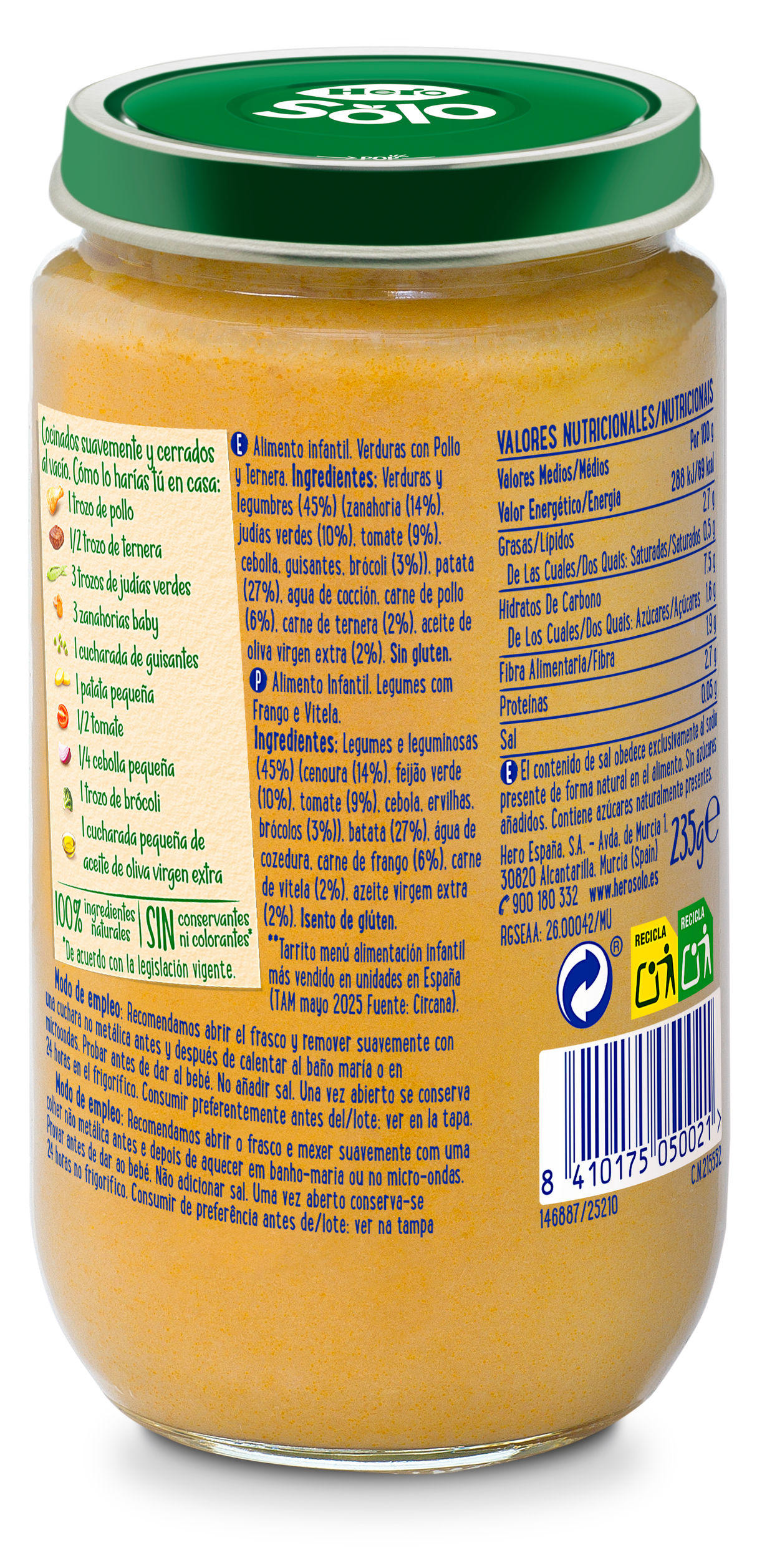 Tarrito Hero Solo verduras con pollo y ternera