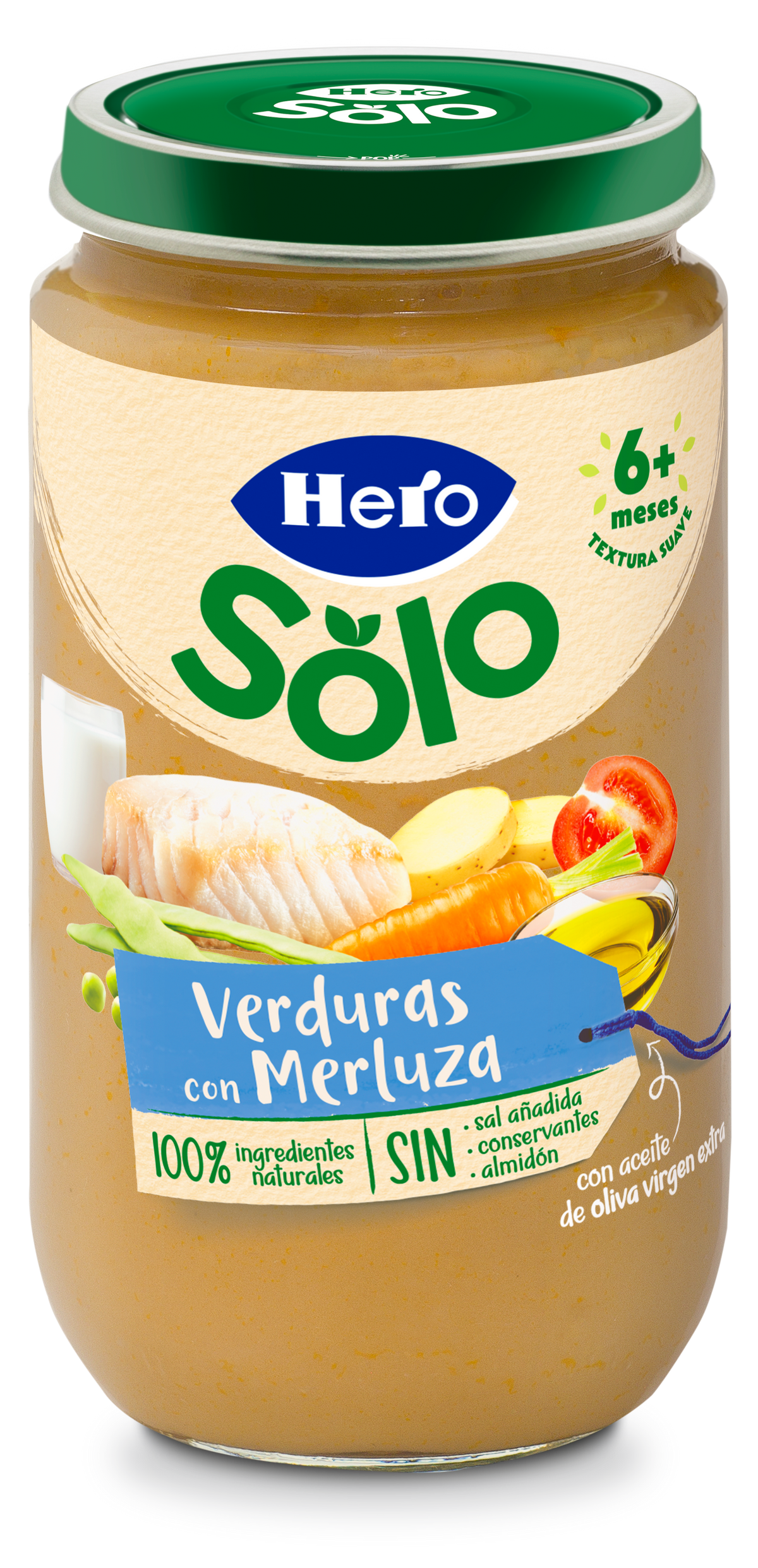 Hero Solo Pack Tarritos Sabores Variados (6 Crema de Bechamel con Lenguado y 6 Verduritas Merluza). Para bebés de más de 6 meses.Pack 12x235gr