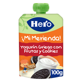 Bolsita Hero yogurín griego con frutas y cookies