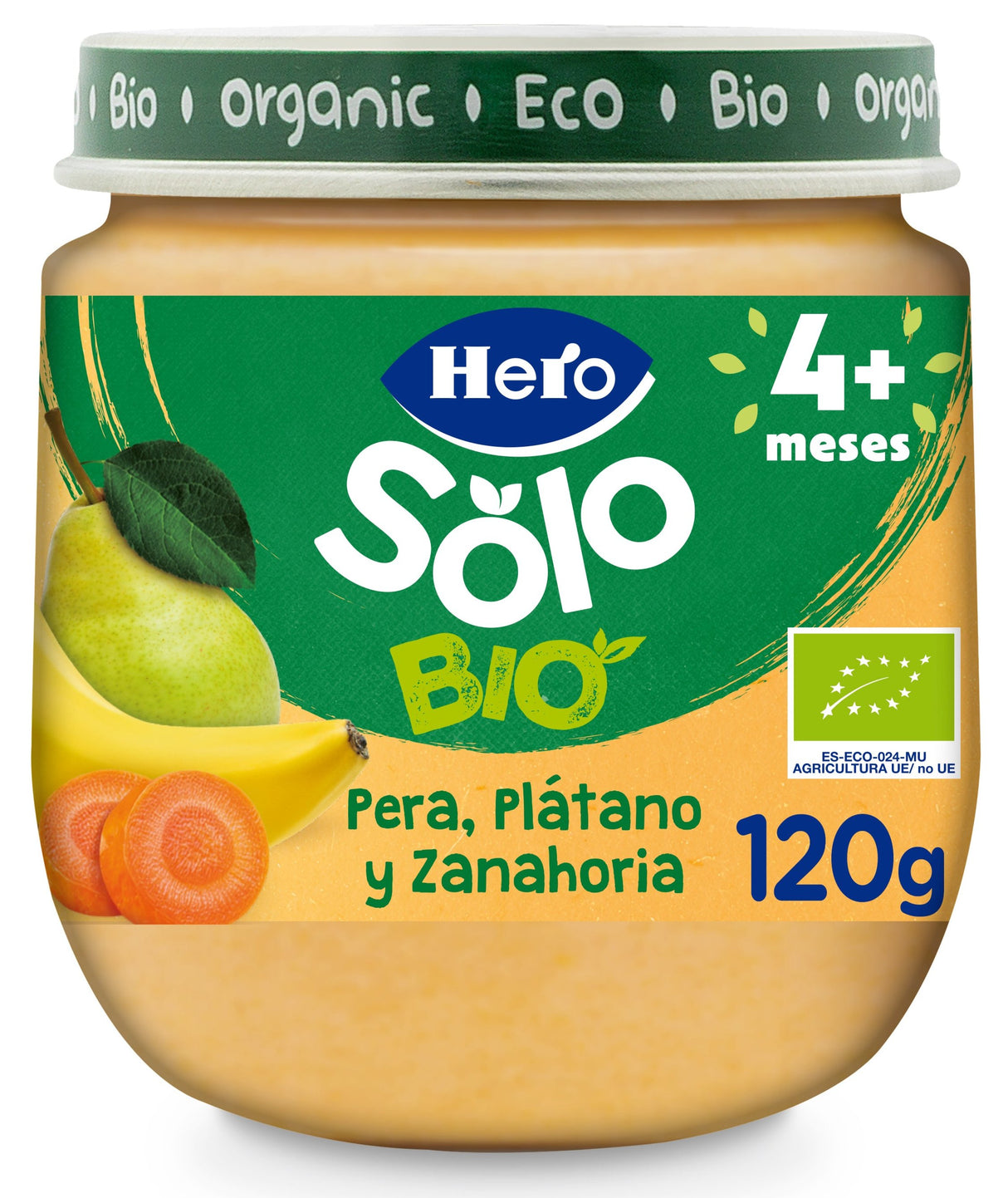 Boião Hero Solo Bio pera banana e cenoura