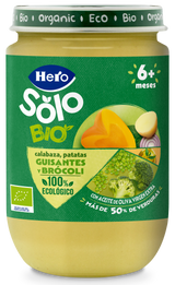 Tarrito Hero Solo Bio calabaza patatas guisantes y brócoli