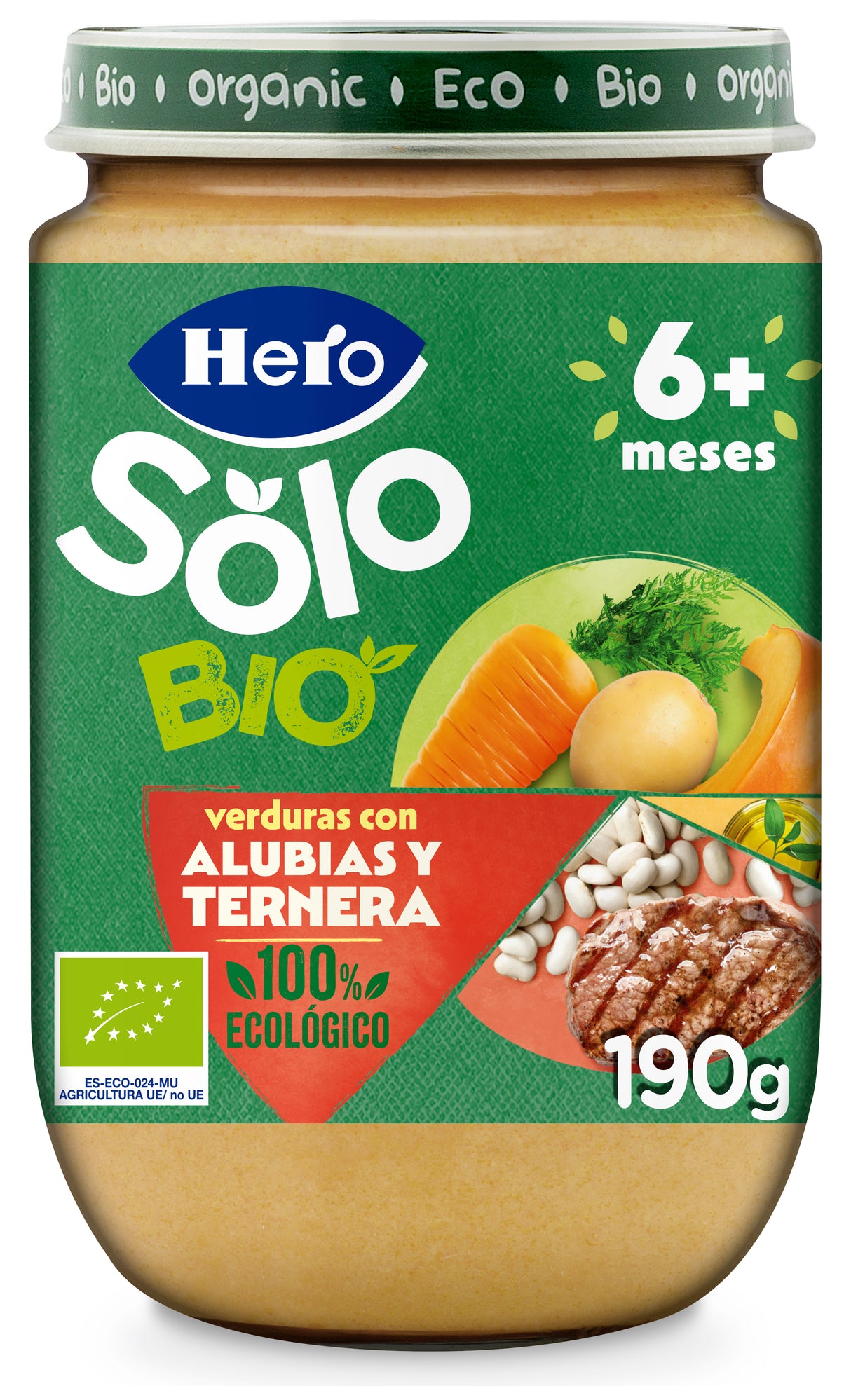 Tarrito Hero Solo Bio verduras con alubias y ternera