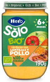 Boião Hero Solo Bio legumes com lentilhas e frango