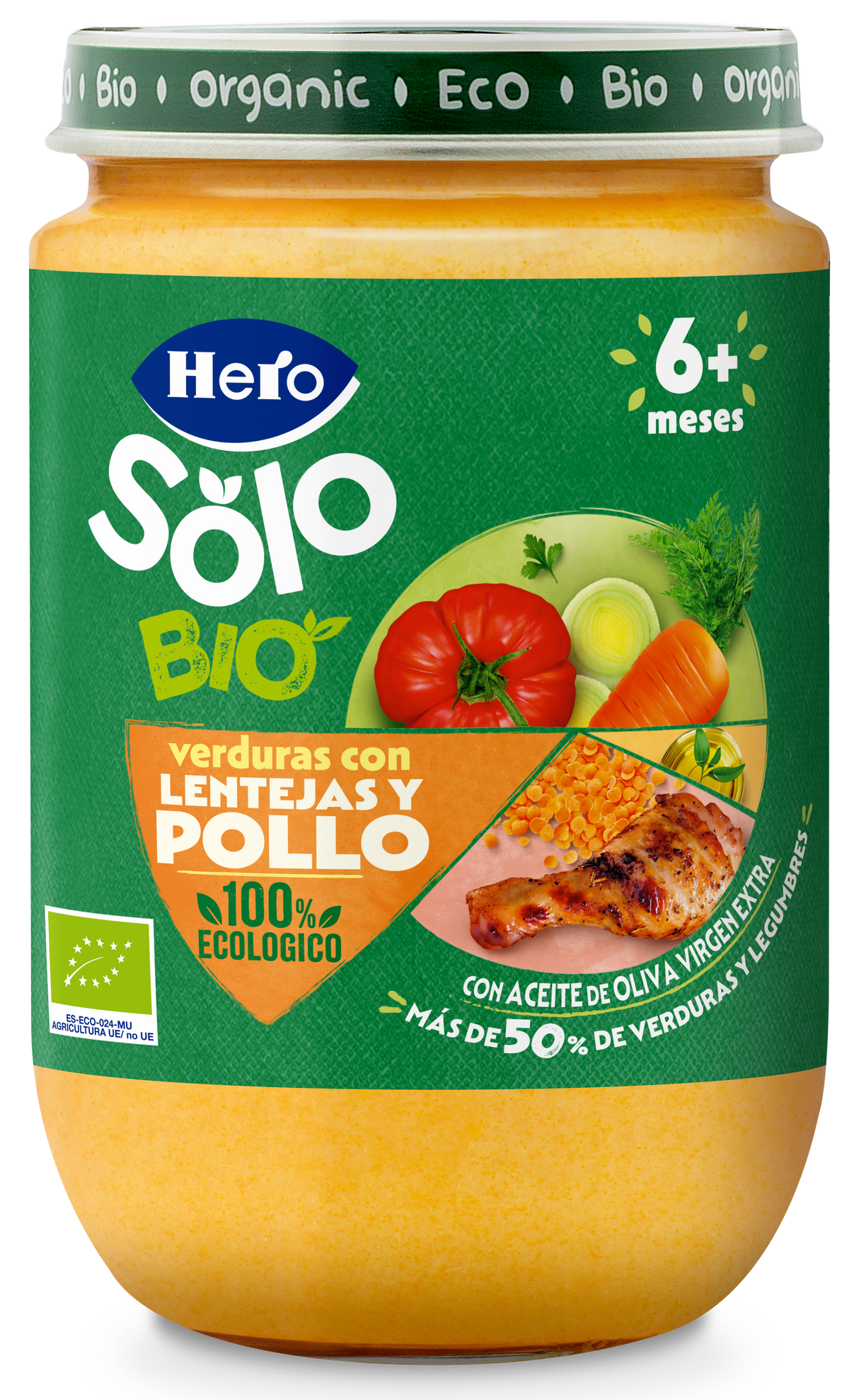 Boião Hero Solo Bio legumes com lentilhas e frango