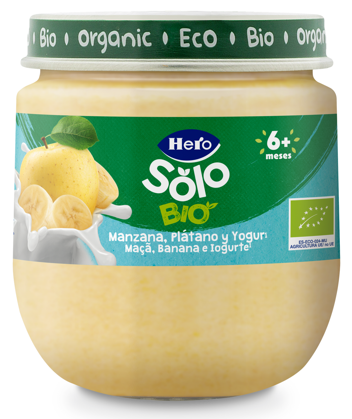 Boião Hero Solo Bio maçã, banana e iogurte