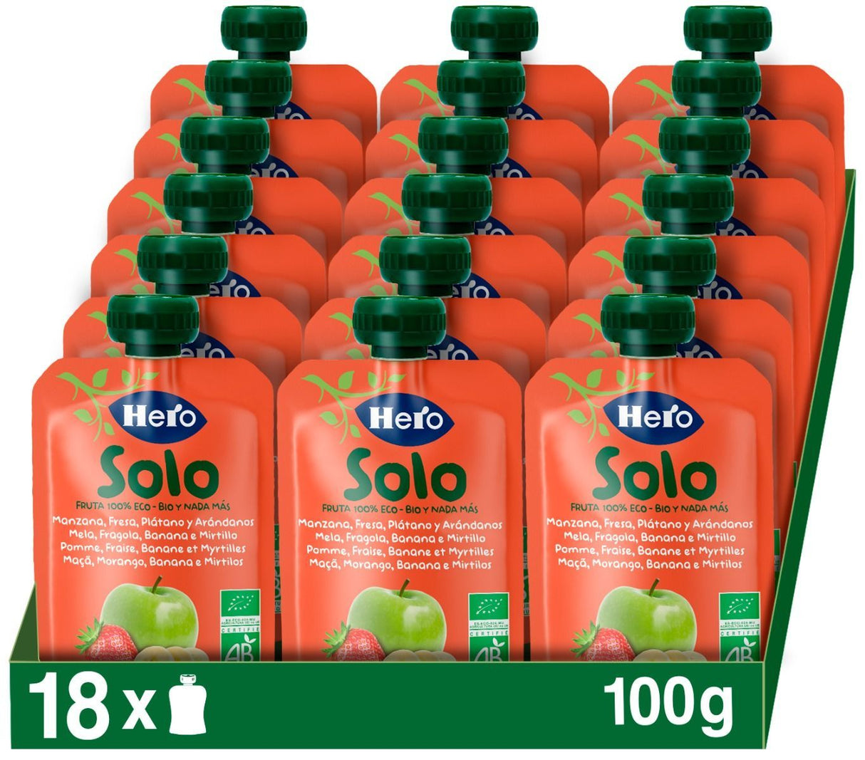 Bolsita Eco Hero Solo manzana fresa plátano y arándanos