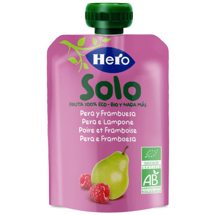 Saqueta de fruta Eco Hero Solo pera e framboesa