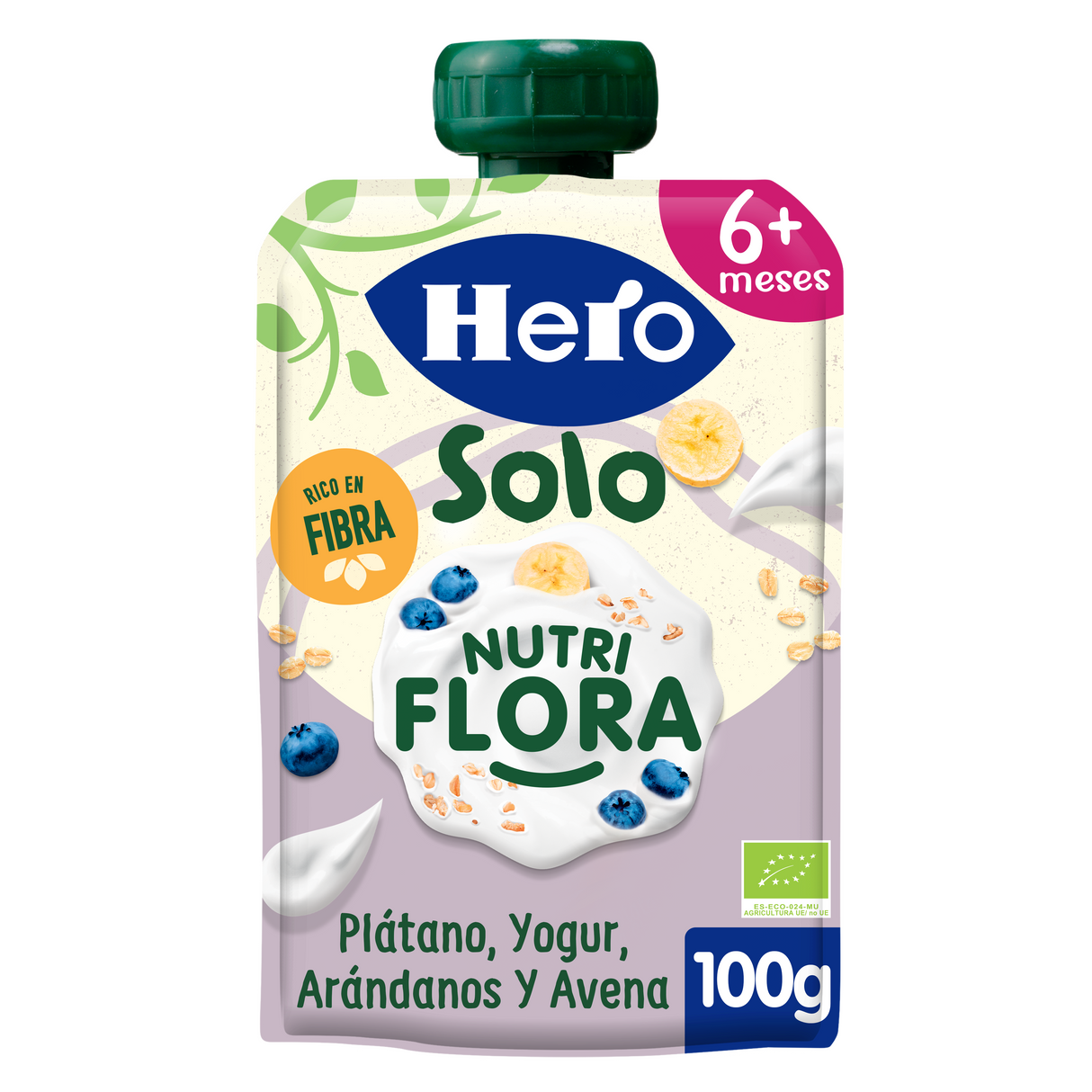 Bolsita Eco Hero Solo Nutriflora plátano yogur arándanos y avena