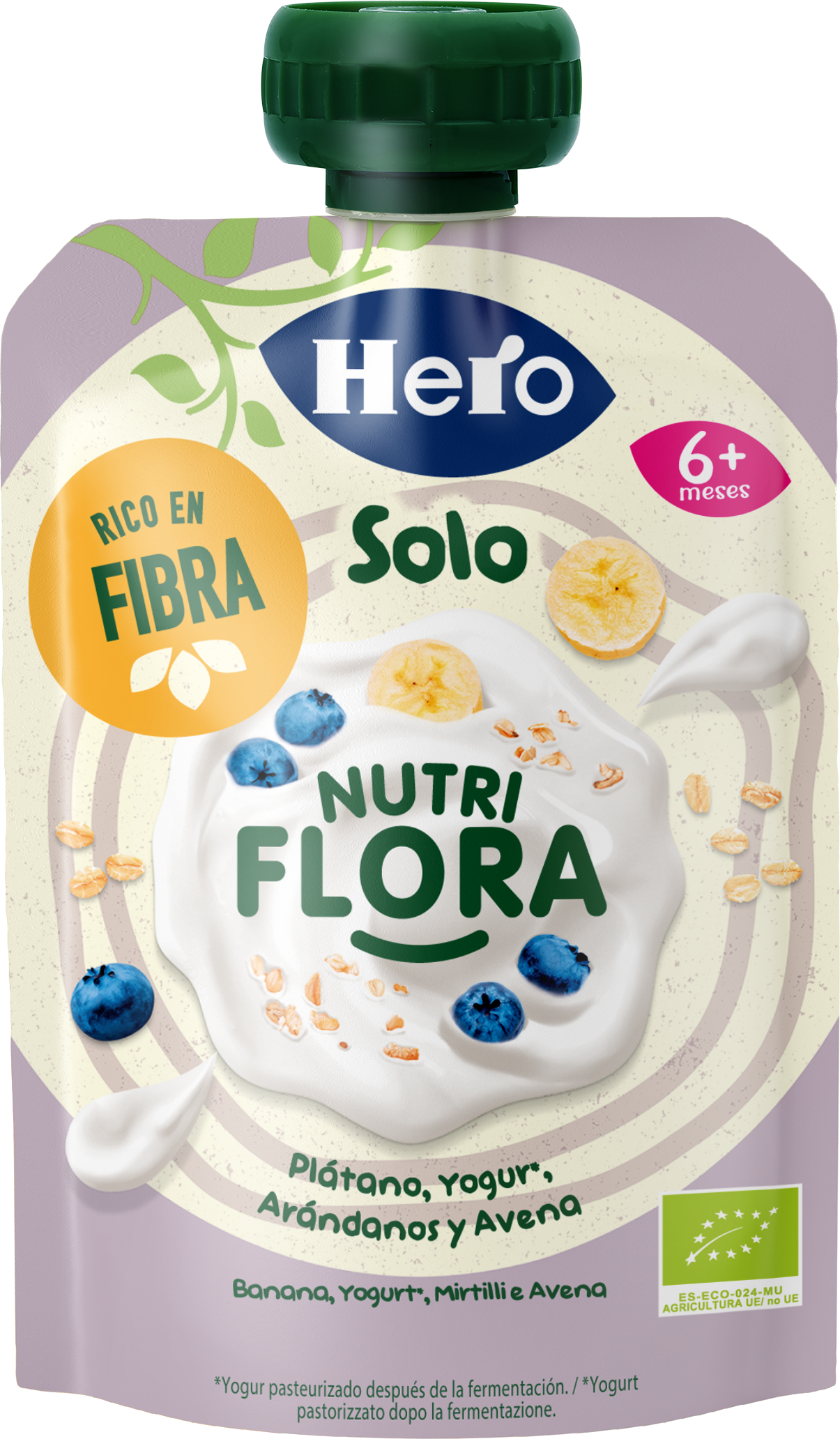 Bolsita Eco Hero Solo Nutriflora plátano yogur arándanos y avena