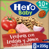 Tarrito Hero Baby verduras con lentejas y jamón