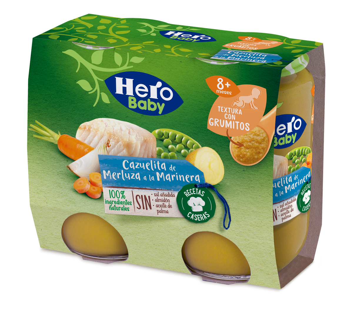 Pote Hero Baby de caçarola de pescada com frutos do mar