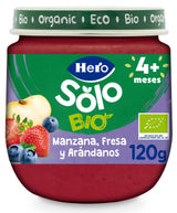 Boião Hero Solo Bio de maçã, morango e mirtilo