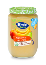 Seleção de pote Hero Baby com três frutas