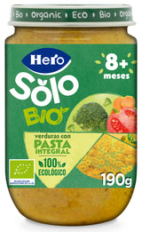 Pote de legumes Hero Solo Bio com macarrão de trigo integral