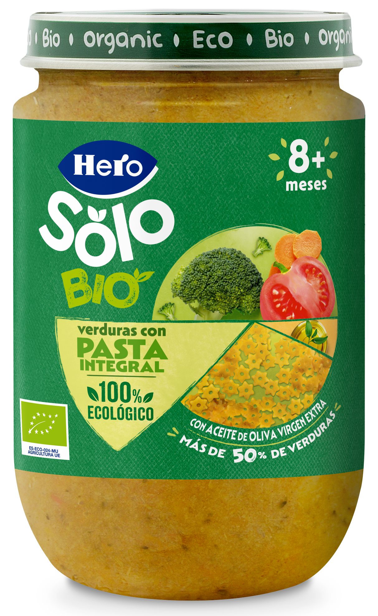 Pote de legumes Hero Solo Bio com macarrão de trigo integral