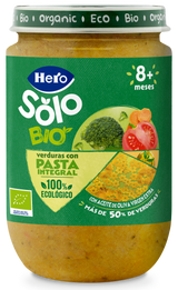 Pote de legumes Hero Solo Bio com macarrão de trigo integral