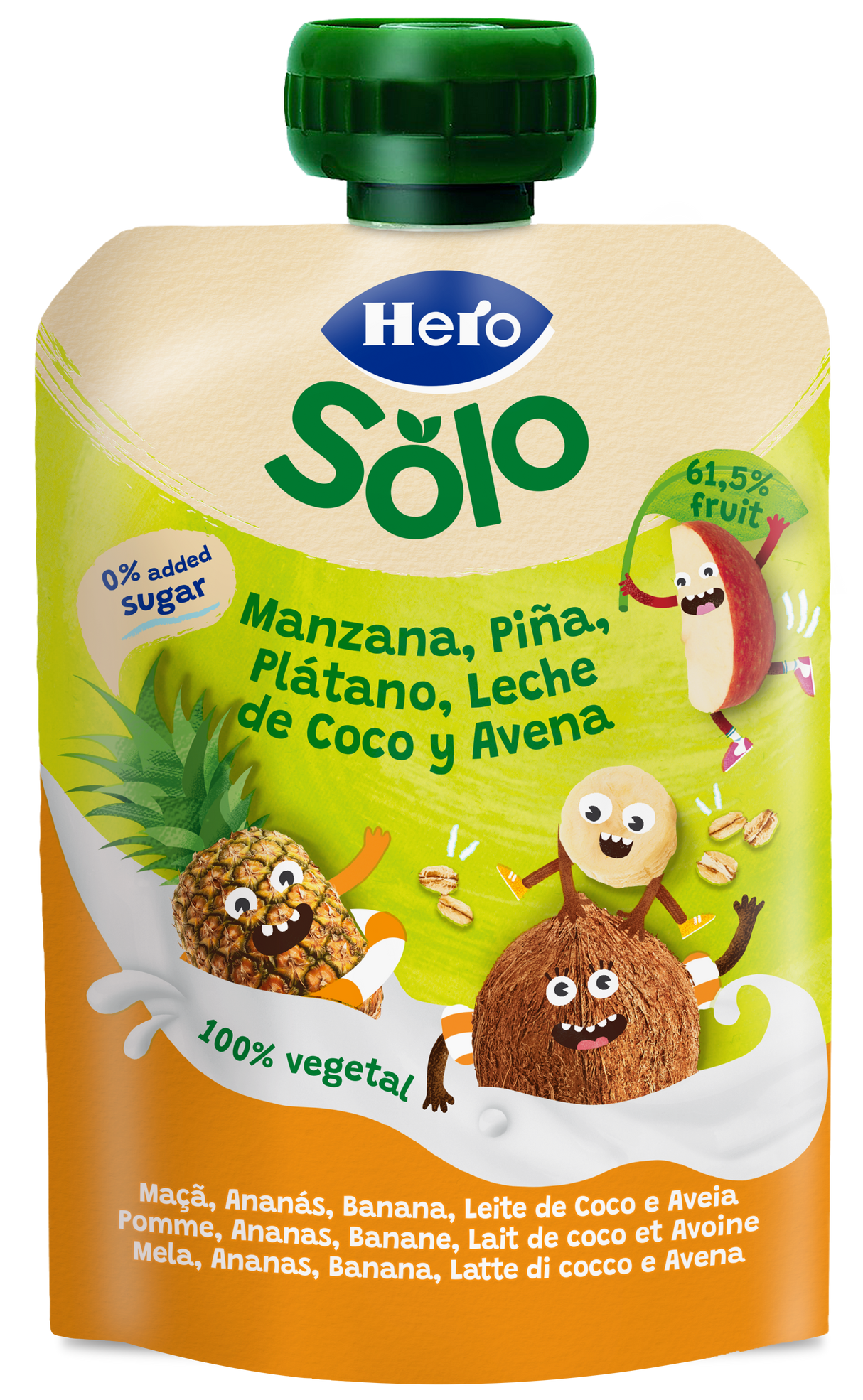 Bolsita Hero Solo Manzana, Piña, Plátano, Leche de coco y Avena