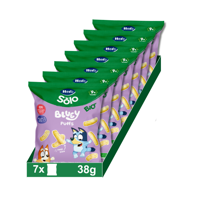 Snacks Hero Solo Bio Puffs Bluey maíz y aceite de oliva