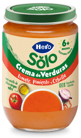 Tarrito Hero Solo crema de verduras tomate, pimiento y cebolla