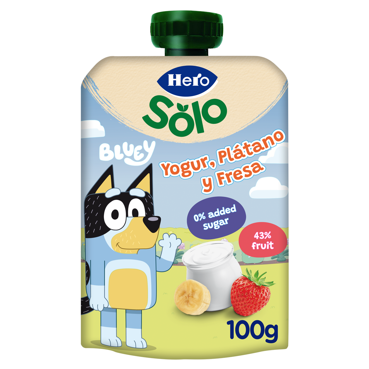 Bolsita Hero Solo Bluey yogurín con plátano y fresa