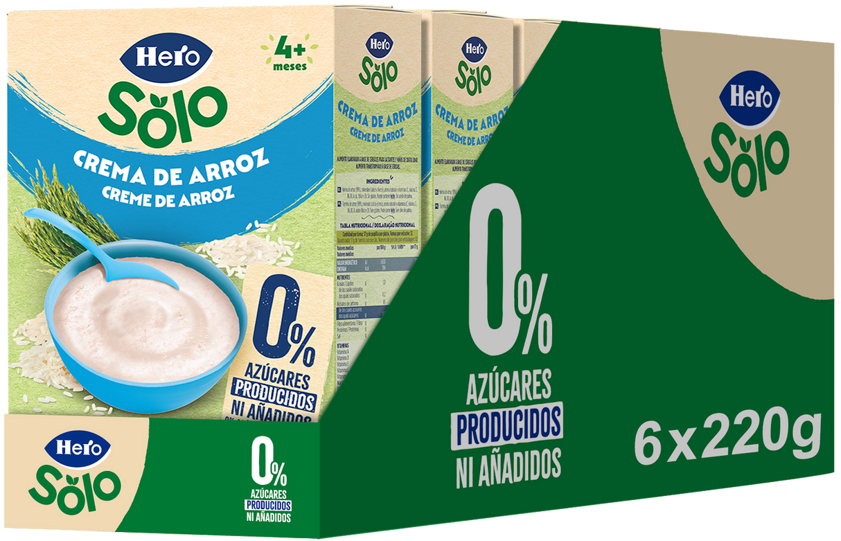 Papas de cereais Hero Solo creme de arroz