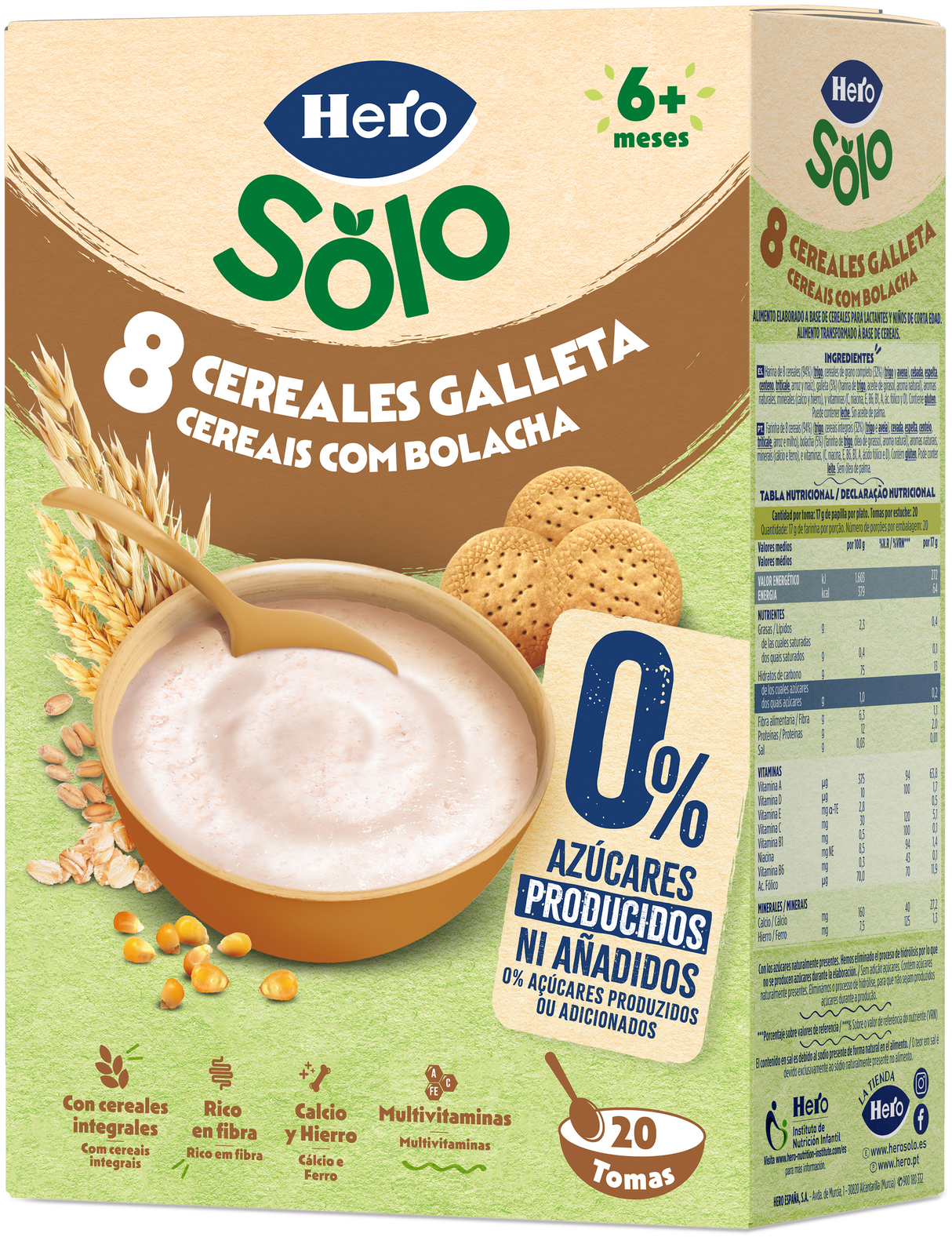 Papilla Hero Solo 8 cereales con galleta