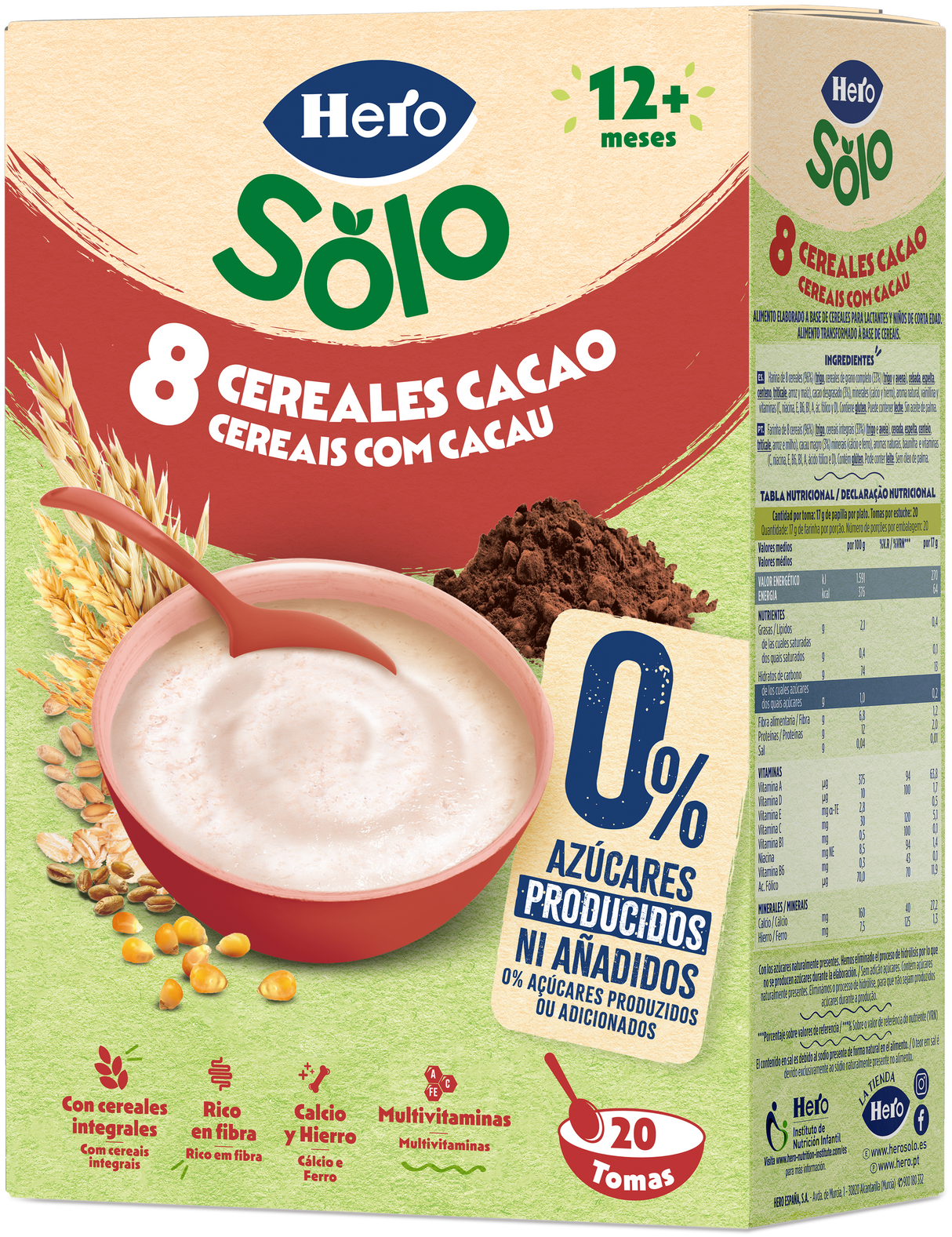 Papilla Hero Solo 8 cereales con cacao