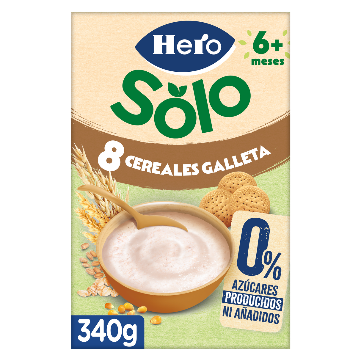 Papilla Hero Solo 8 cereales con galleta