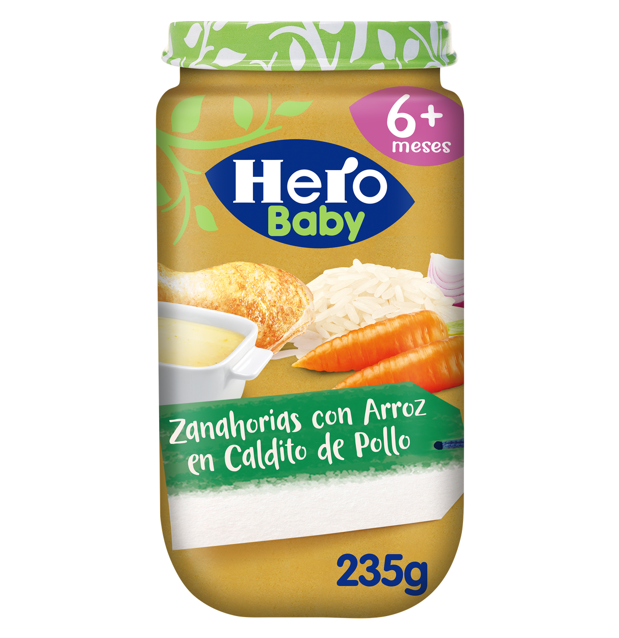 Hero Baby pote de cenoura com arroz em caldo de galinha