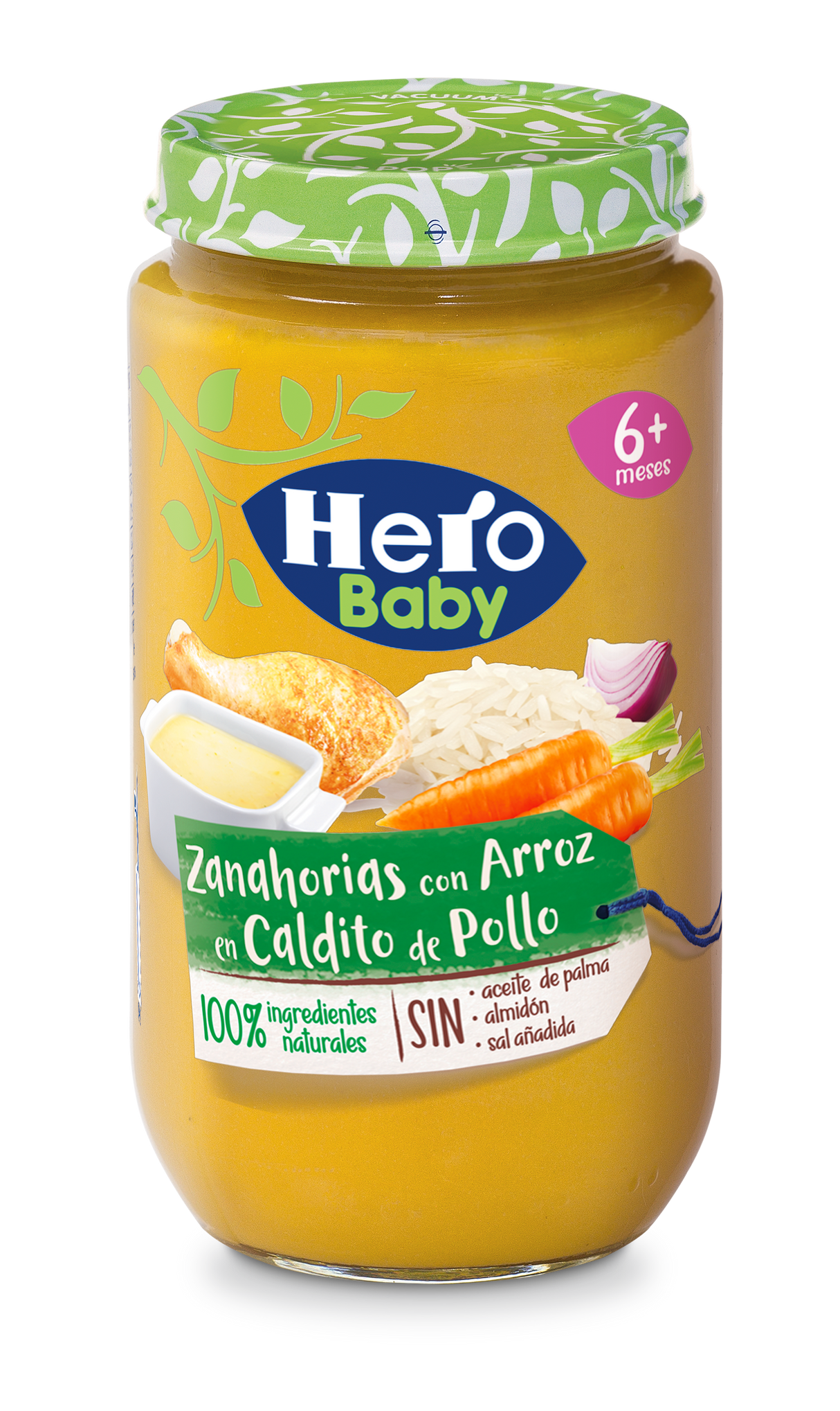 Hero Baby pote de cenoura com arroz em caldo de galinha