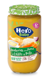 Hero Baby pote de cenoura com arroz em caldo de galinha