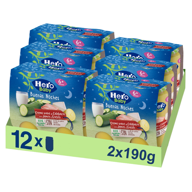 Pote Hero Baby de creme de abobrinha com presunto e queijo