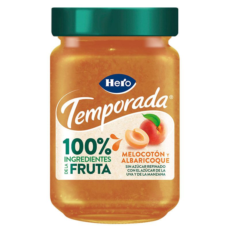 Hero Season Jam 100% ingredientes de frutas, pêssego e damasco