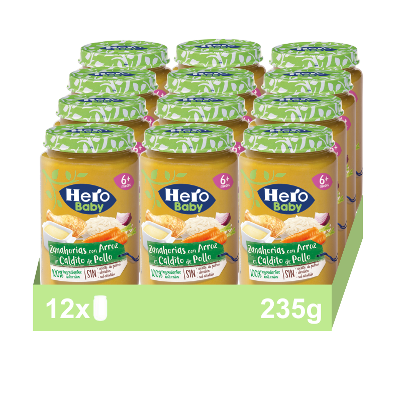 Hero Baby pote de cenoura com arroz em caldo de galinha